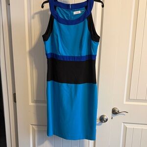 Calvin Klein Blue and Black Midi Dress